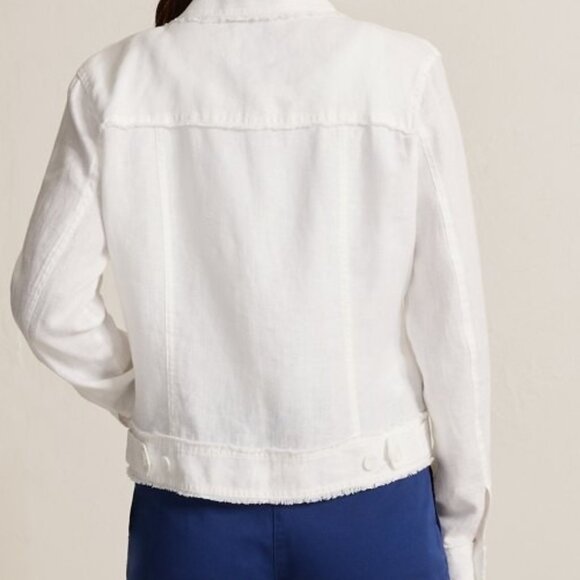 TOMMY BAHAMA WOMEN'S TWO PALMS RAW EDGE 100% LINEN JACKET SMALL WHITE - Picture 4 of 14